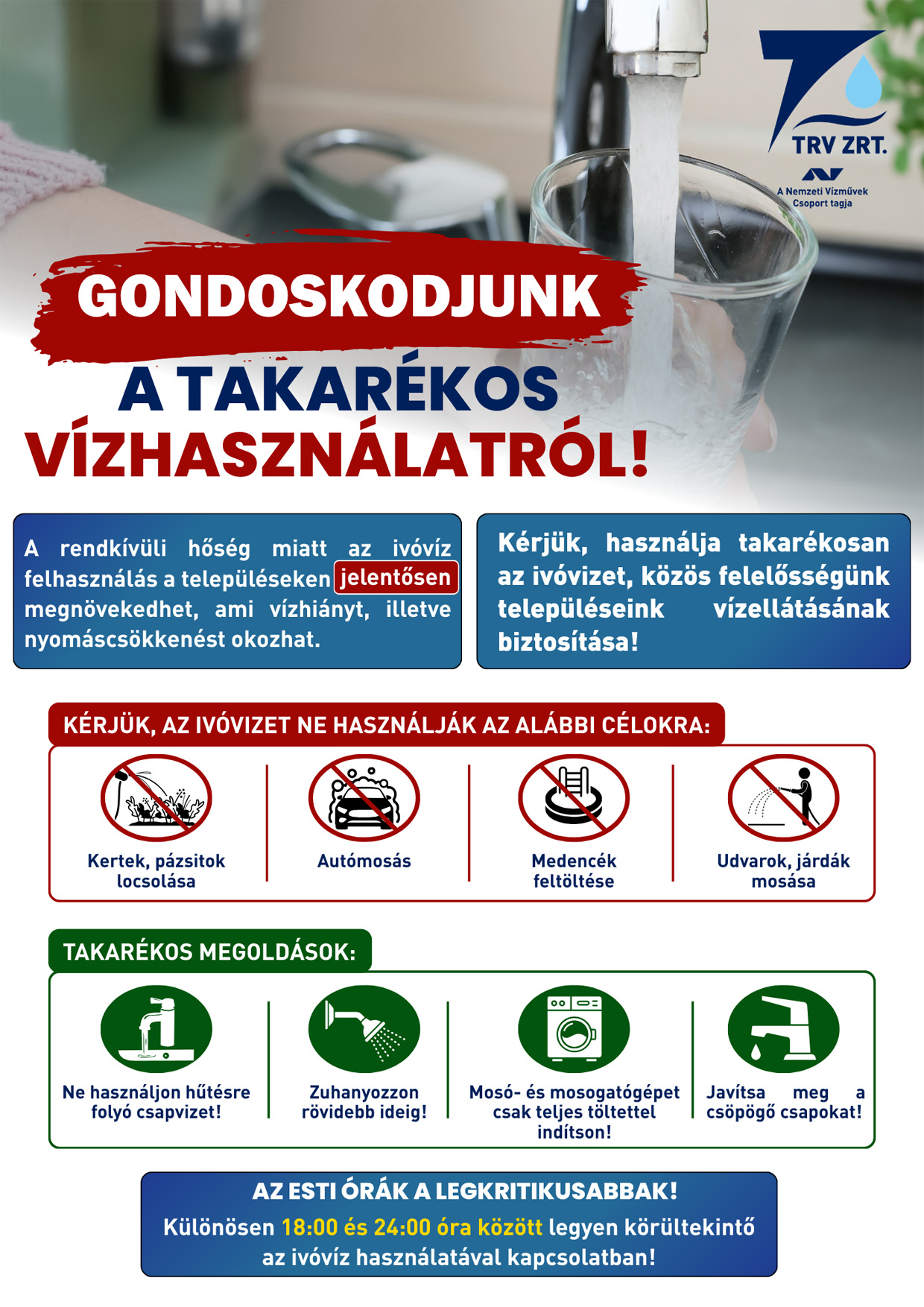 Takarékos vízhasználat plakát